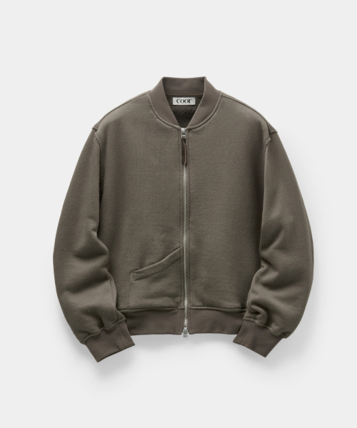 Cotton Aviation Sweat Zip Up (Khaki Brown)