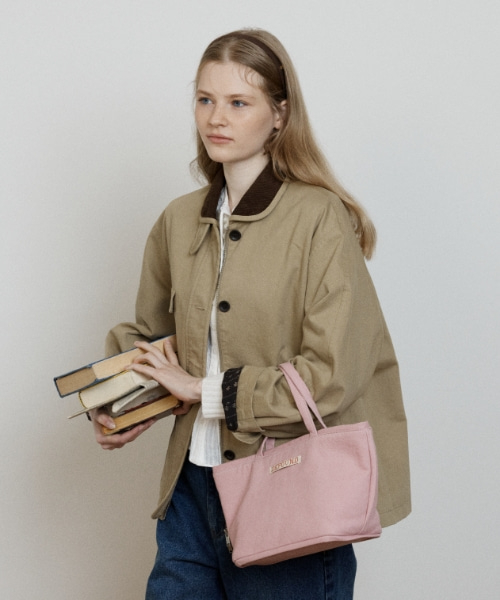 corduroy collar work jacket - khaki beige