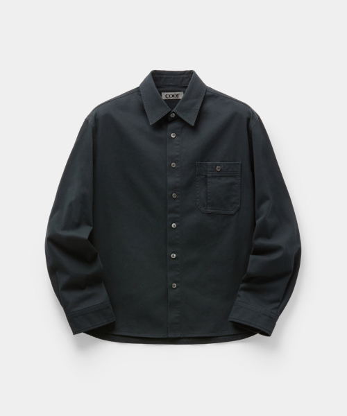 Single-Pocket Washed Cotton Shirts (Dark Navy)