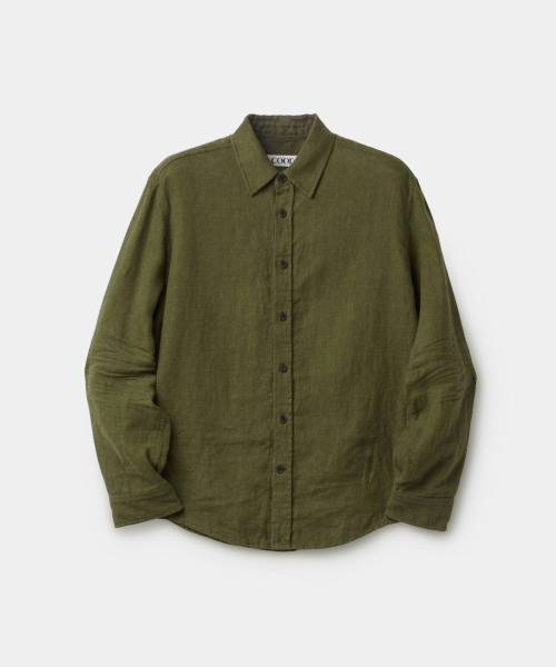 Embossed Pointed Linen Texture Shirts (Washed Khaki)