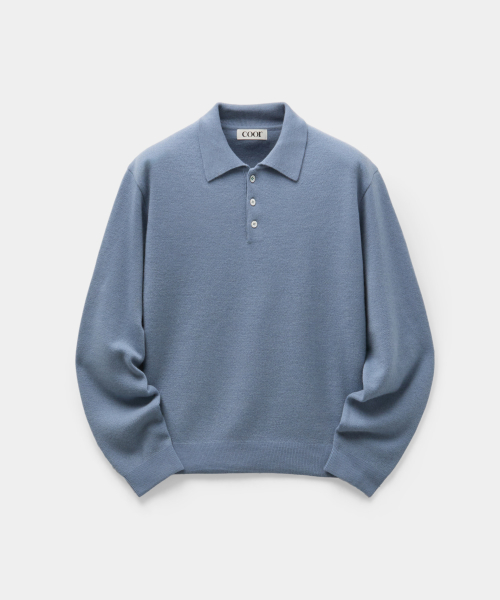 Topfill Wool Polo Knit (Sky Blue)
