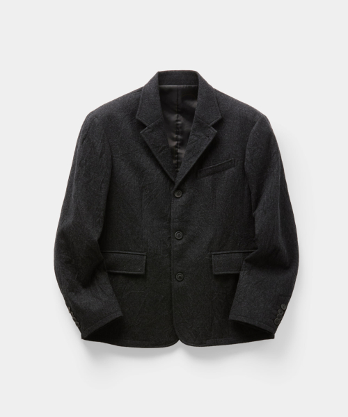 Virgin Wool Crease Wash Blazer (Charcoal Gray)