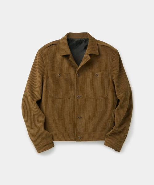 Ribbed Texture Battle Dress Jacket (Camel)