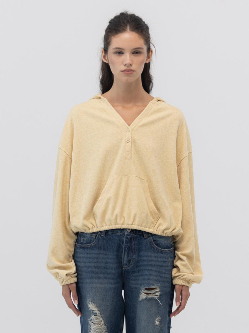 SNUG TERRY V-CUT HOODIE (YELLOW)
