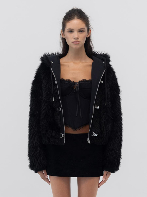 FLURRY REVERSIBLE FUR JACKET (BLACK)