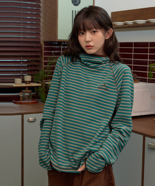 Stripe Multi Color Block Hoodie TEAL GREEN
