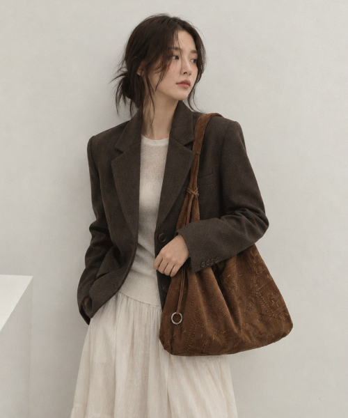 플라워 스웨이드백_Brown, Charcoal