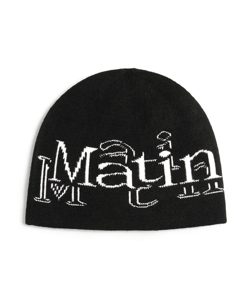 STROKE LOGO JACQUARD BEANIE IN BLACK