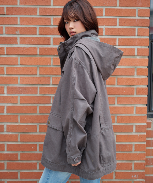 DETACHABLE HOOD FIELD JACKET KHAKI