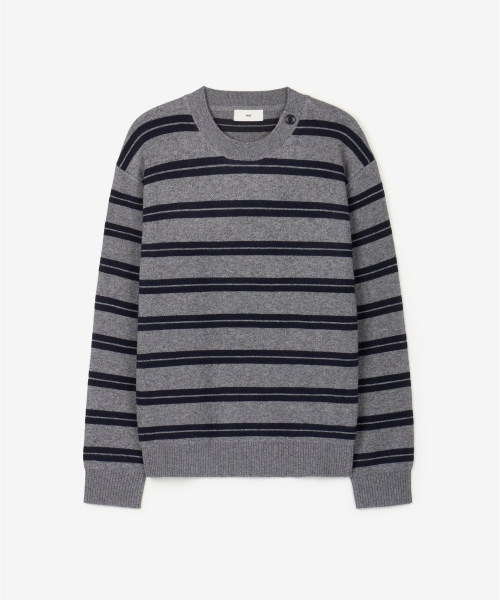 Button Detail Stripe Knit Top (Grey) TNSW6F112G2