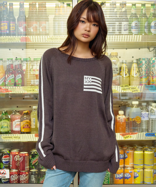 FLAG BOATNECK KNIT CHARCOAL