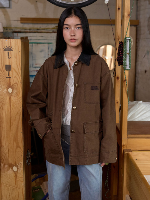 Cotton Work Jacket MU2678JK801M_BROWN