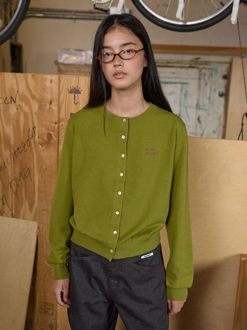 Button-Detail Crewneck Cardigan MU2678CD802M_2color