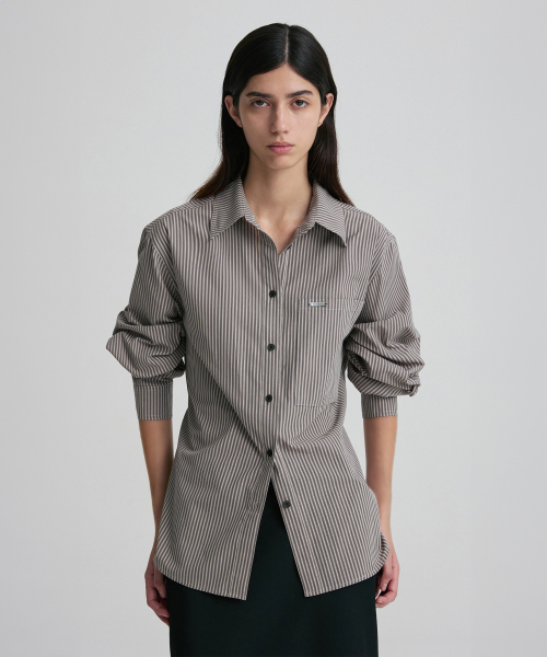 WAIST-TIE STRIPED SHIRT