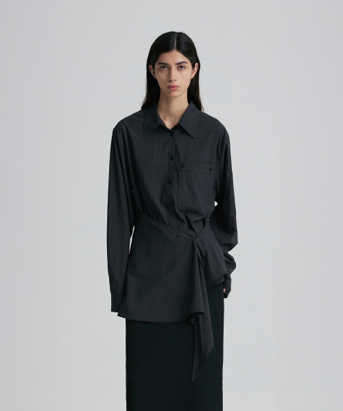 WRAP-WAIST LONGLINE SHIRT