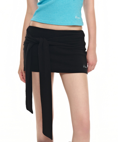 COLETTE Logo Wrap Skirt_ Black