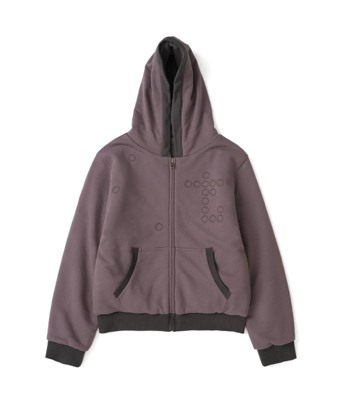 TCM reversible t logo hooded zip-up (purple charcoal)
