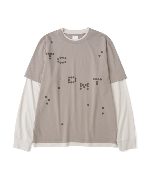TCM dot print layered long sleeve (sand brown)