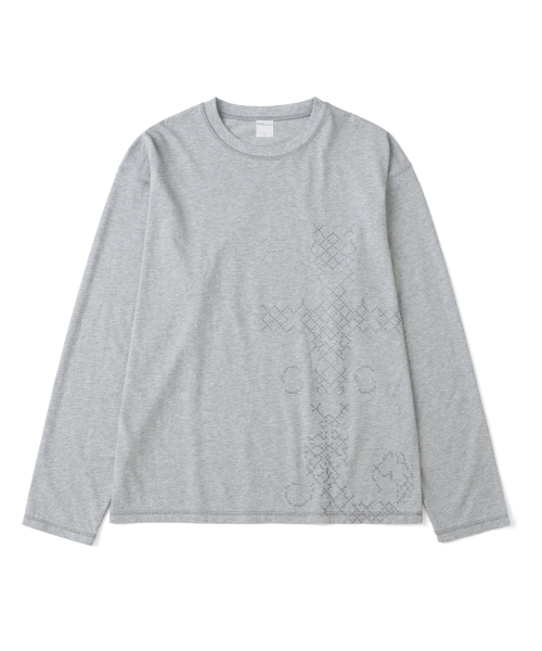 TCM cross stitch t long sleeve (melange grey)