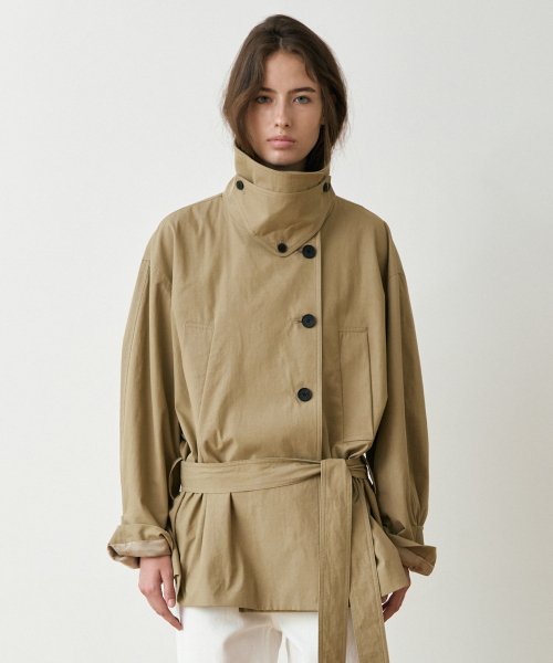 Chuver High Neck Half Trench Coat_2colors