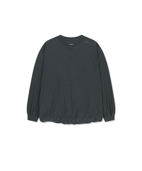 BLOUSON HEM OVERFIT TOP IN CHARCOAL
