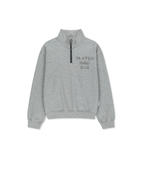 MATIN LOGO QUARTER ZIP UP IN GREY