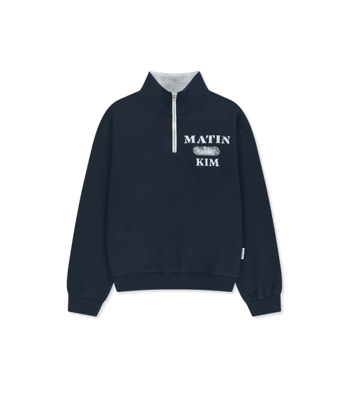 MATIN LOGO QUARTER ZIP UP IN NAVY