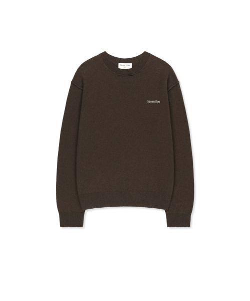 CASHMERE BLENDED PANEL KNIT PULLOVER IN BROWN