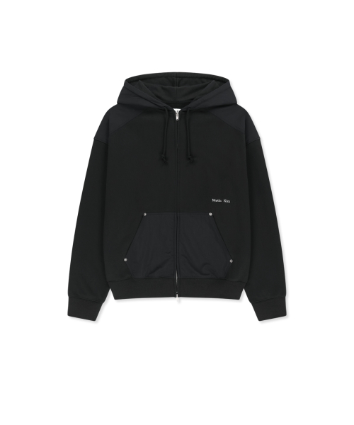 COLOR BLOCK HOODY ZIP UP IN CHARCOAL