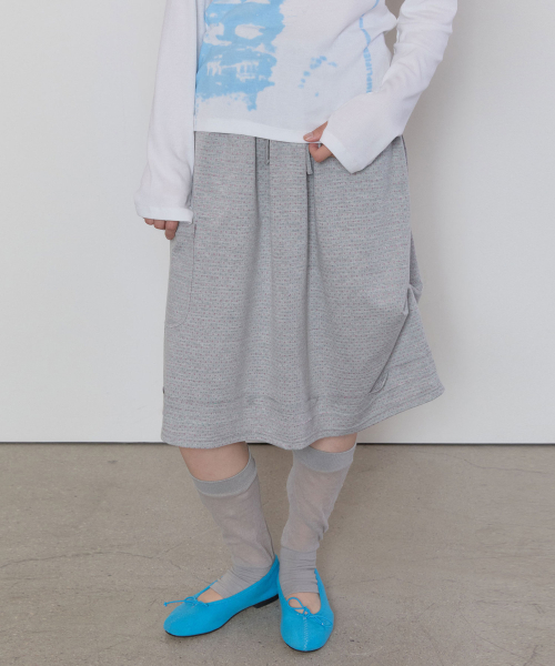 Pocket Ruched Skirt [Gray]