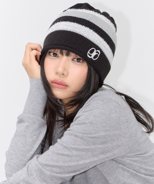 LOLLY STRIPE BEANIE / BLACK