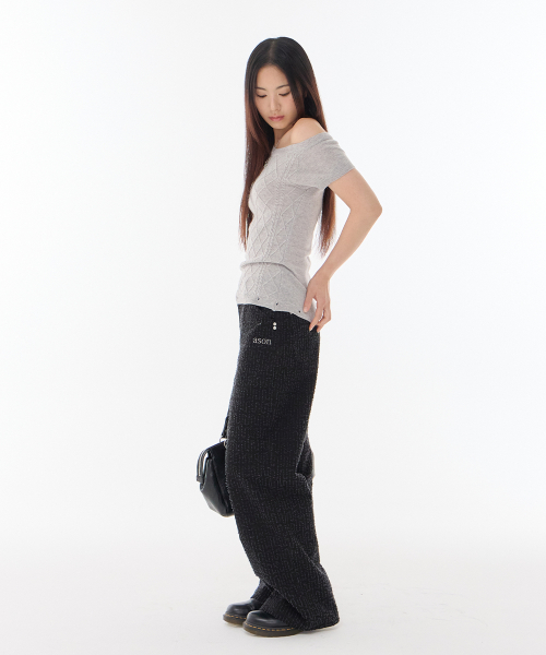 CAEN TEXTURED WIDE PANTS / BLACK