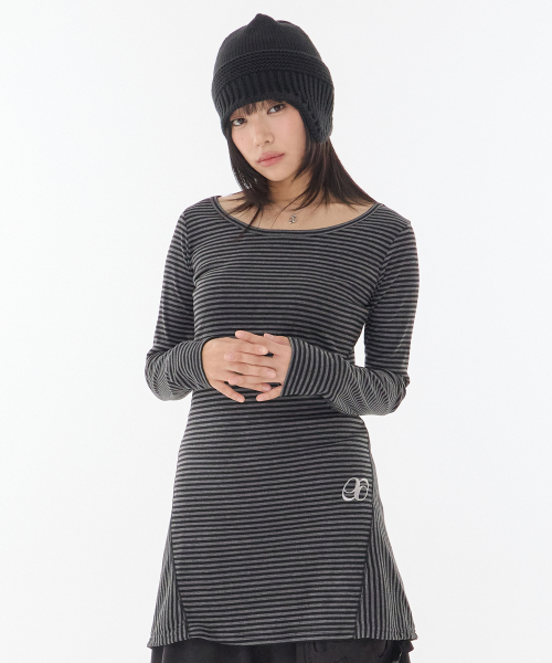 PANEL STRIPE LONG LINE SLEEVE / BLACK