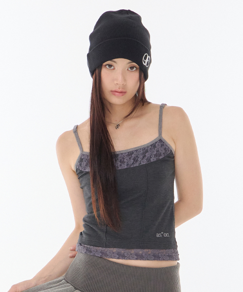 PEONY LACE LAYERED SLEEVELESS / CHARCOAL