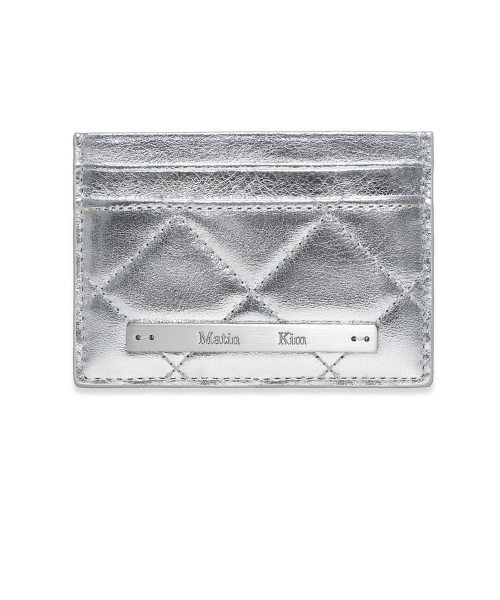 Puff Quilt Card Wallet in SILVER