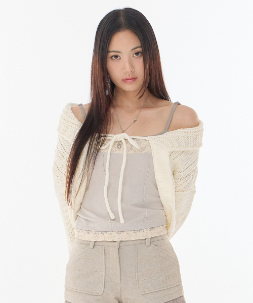 BRAID SHAWL CARDIGAN / IVORY
