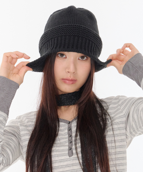 [ASON X NEGATIVETHREE] ENGINEERED EARFLAP BEANIE / BLACK