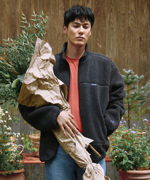 아플리케 빅 로고 플리스 재킷 Charcoal