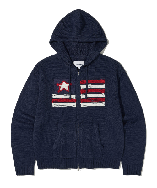 Old Glory Hooded Knit Zip-Up_Navy