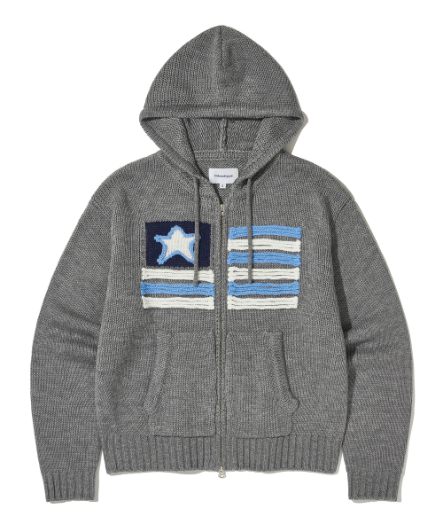 Old Glory Hooded Knit Zip-Up_Gray