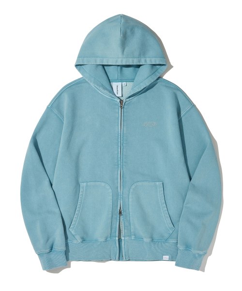 Washed Circuit Hotfix Hoodie Zip_Mint