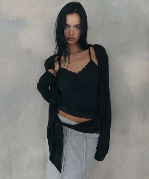 Raya Drape Button Cardigan (Black)