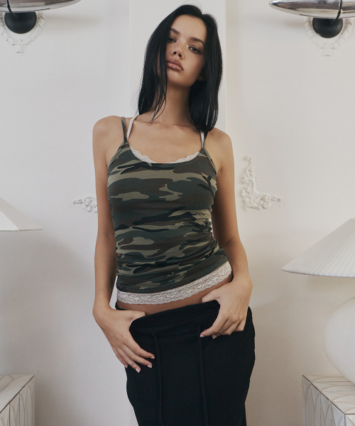 Miu Camo Sleeveless Top (Khaki)