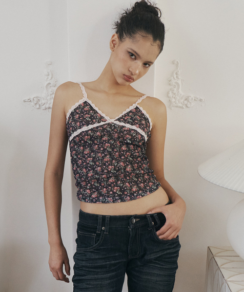 Maisie Lace Sleeveless Top (Black)