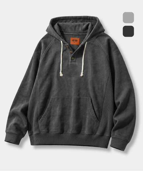 VLAD RAGLAN HENLEY NECK HOODED T-SHIRT_2 COLOR