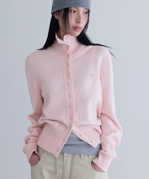 Soft High Neck Cardigan, SOFT PINK