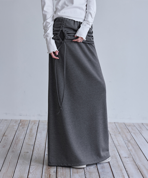 Shirring Layerd Long Skirt, 2colors