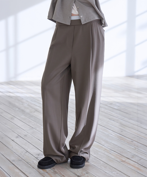Sagging Layered Slacks, BROWN