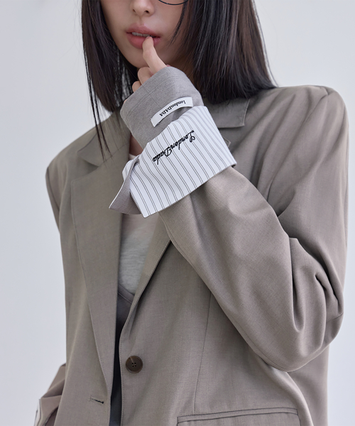 Shirt Lyered Back Slit Jacket, TAUPE