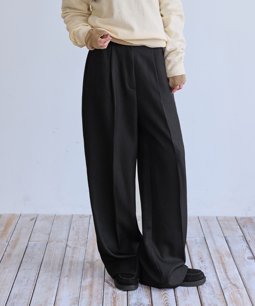 Raw Edge Slacks, BLACK